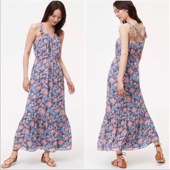 LOFT Dresses & Skirts - Ann Taylor LOFT Floral Maxi Dress w Tassel Straps
